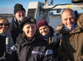 Laura Nuttall and family on HMS charger.