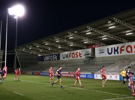 General view of action between Salford Red Devils academy and Wigan Warriors academy before the Betfred Super League match at the AJ Bell Stadium, Salford