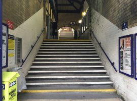 The steps going up to the platform