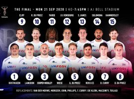 Sale Sharks' matchday squad for the Premiership Rugby Cup final this evening against Harlequins. Credit: Sale Sharks