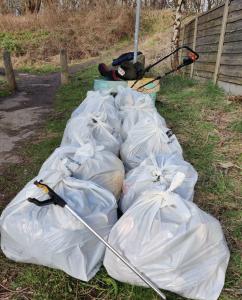 Bagged up rubbish collected by the litter pickers