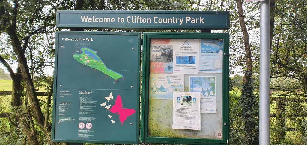 October Walking Festival at Clifton Country Park welcome sign. Image taken by Rutabah Khan