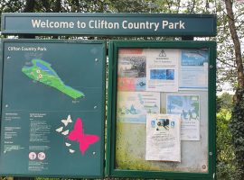 Clifton Country Park welcome sign.
Image taken by Rutabah Khan