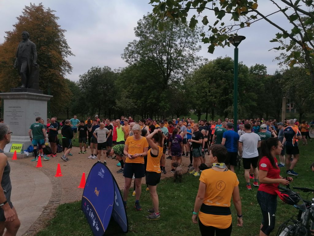 People gathered at Peel Park ready to participate in the fun run