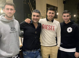 From left to right, Aymeric Laporte, Beppe Piccoli, Rodri and Ferran Torres at Vero Moderno on Chapel Street.