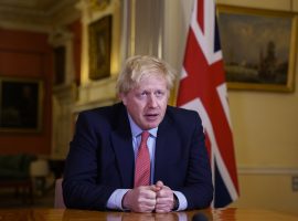 PM Boris Johnson during a Covid-19 announcement. Photo by Andrew Parsons, Flickr