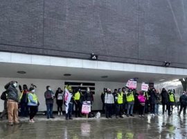 Salford's Socialist Alternative helping UCU in University of Salford strike. Credit: Dane Yates