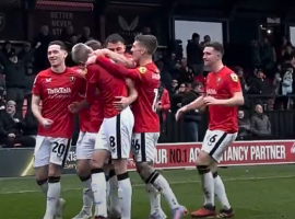 Salford City celebrate Vs Newport County (Photo from Salford City Youtube