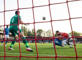 Salford City take one goal advantage from first leg of the play-off semi finals with thrilling home victory over Stockport County