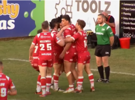 Tim Lafai scores Salford's seventh try against Castleford. Image Credit: Super League YouTube Channel
