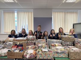 Swinton Co-Op Acadmey students with all their hampers