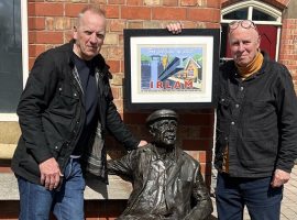Artist honours Irlam’s Man on the Bench sculptor