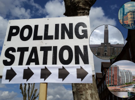 Polling station header with circles. Credit Flickr / Harry Warner