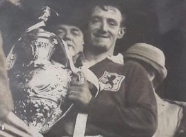 Captain Jack Evans lifting the trophy - provided by Steve Wild