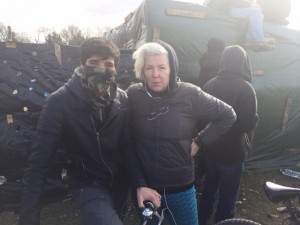 Dr Rhetta Moran of RAPAR and young refugee from Calais Jungle. (Photos by Rhetta Moran of RAPAR).