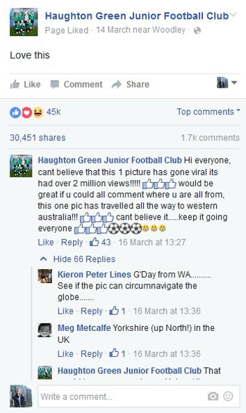 Haughton Green JFC post on Facebook