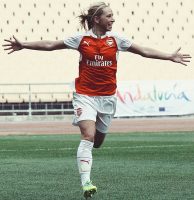 Jordan Nobbs playing for Arsenal Ladies FC, who have popularised women's football in the UK