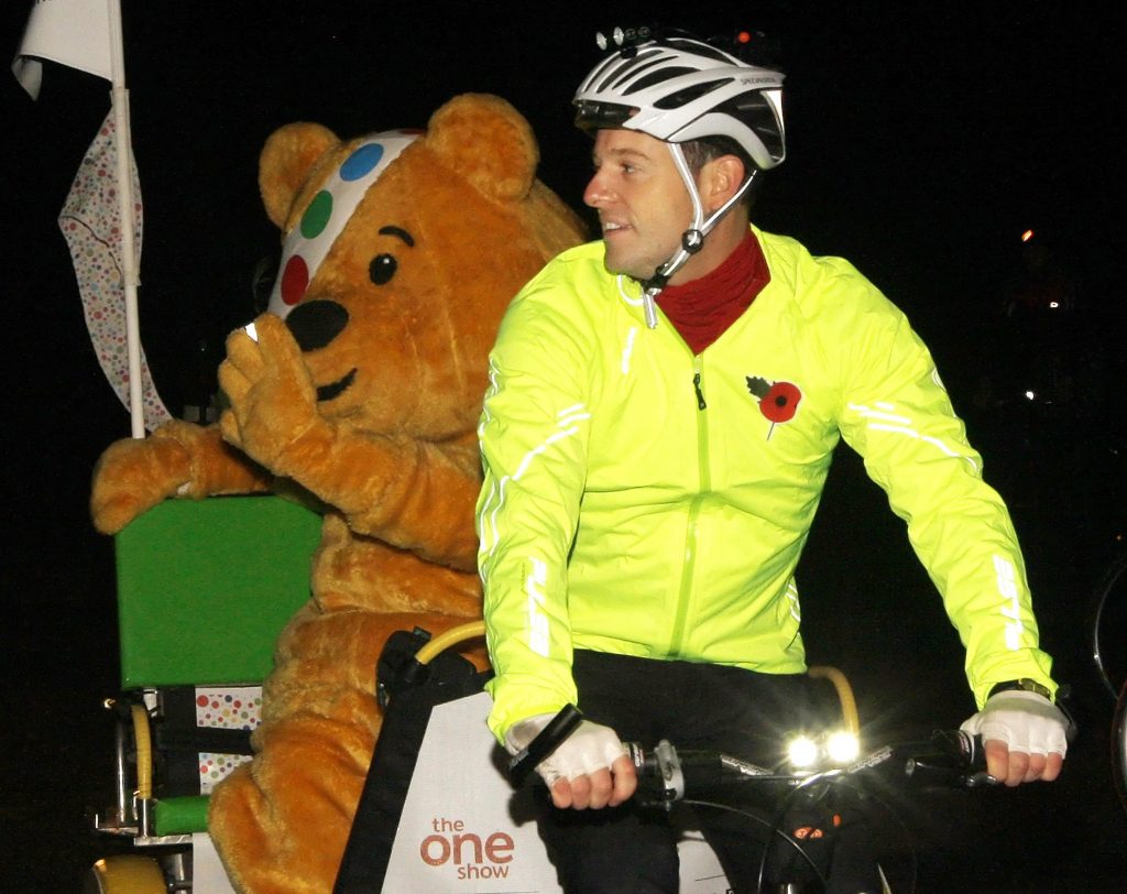 One Show presenter Matt Baker starts his Children in Need rickshaw challenge from Edinburgh Castle in Scotland. 2011