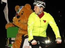 One Show presenter Matt Baker starts his Children in Need rickshaw challenge from Edinburgh Castle in Scotland. 2011