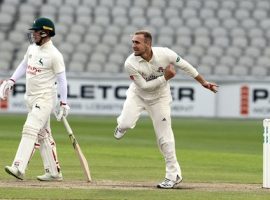 Livingstone bowls against Notts 
Credit: Lancashire Cricket