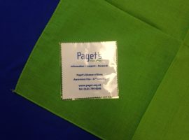 A handkerchief emblazoned with Paget's Association details
