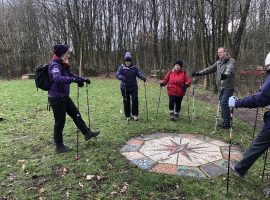 Warming up in a training session with Parks and Pathways Nordic Walking group.