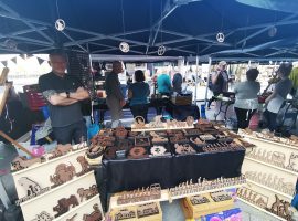 Laser-cut wood at the Makers Market