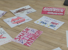 Manchester student make banners for Reclaim The Night 2019