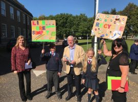 Eco Champions, Ted and Lucia and Cllr Derek Antrobus