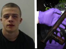 Lewis Pearson, alongside a recovered weapon from his home. All images supplied by GMP.