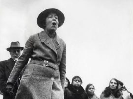 Suffragette Sylvia Pankhurst (women's rights movement), daughter of Emmeline Pankhurst, protesting the English policy in India. Trafalgar Square, London, England, [1907-1914]. Image Credit: Spaarnestad Photo, via Nationaal Archief