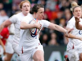 Katy Daley-McLean hands off during an England international. Credit: Premiership Rugby