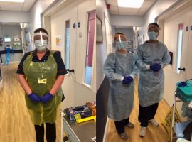 Staff from the hospice on the wards in their PPE