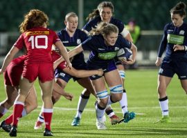 Sale Sharks' Nicola Huwat playing for Scotland