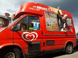 Ice cream man Peter Schiavo paying a visit to Dementia carers and patients.