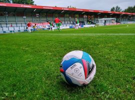 Matchball and players warming up at half time at Salford City FC
Credit: Sanny Rudravajhala