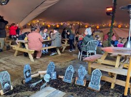 Inside the tent with the families enjoying a Halloween movie
Photo credit: Verena Kennedy