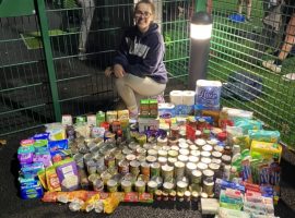 Picture of Cerys Eccleston with the food donations