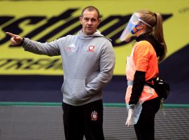 Salford Red Devils coach Ian Watson during the Super League match at the Halliwell Jones Stadium, Warrington.