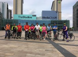 A group of Pedal Away cyclists in Media City (picture taken before covid restrictions) - Image Credit: Rob Salt