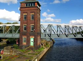 Barton Swing Aqueduct is just one of the Salford landmarks with a rich history. (Image is in the public domain.)
