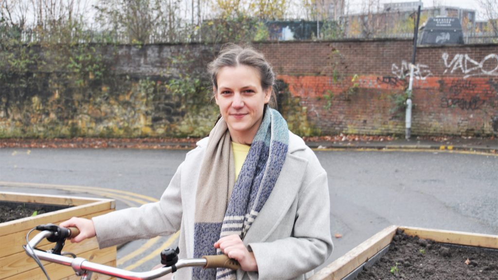 Harrie Larrington-Spencer with her bike. PhD researcher at the University of Salford