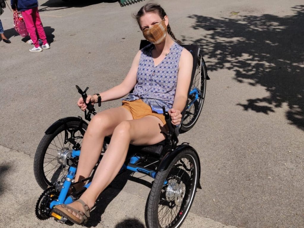 Harrie Larrington-Spencer trying out a trike in York