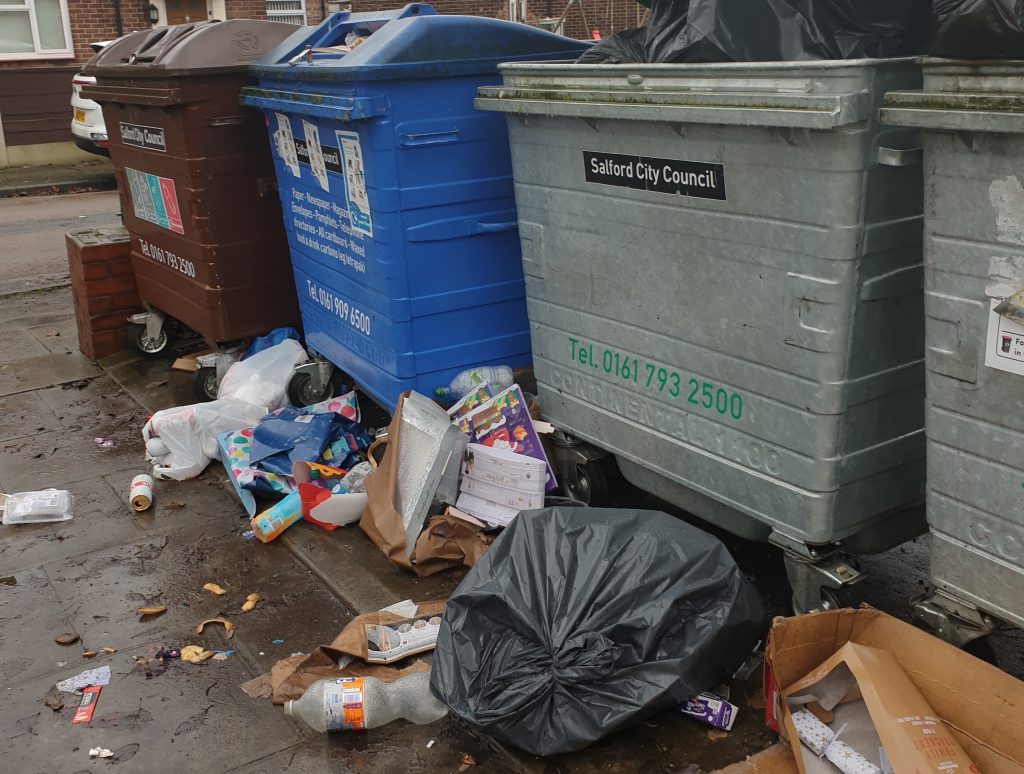 Salford overflowing bins