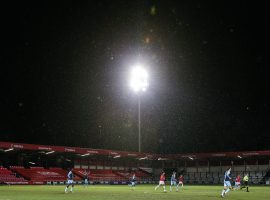 Flurries of snow fell at the Peninsula Stadium as temperatures approached freezing (Image: Salford City FC)