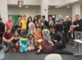 Salford University Tabletop Society dressed up for Halloween, credit: SU Tabletop Society
