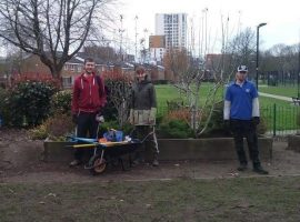 Volunteers working at the park. Images from Laura Calvin, vice chair of Friends of Peel Park