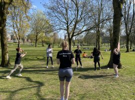 Salford University students taking part in their annual 12 hour danceathon challenge.