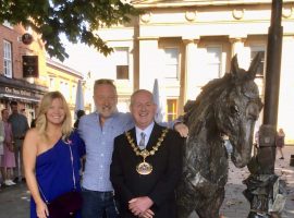 Emma Rogers next to her new sculpture. Image credit: Salford City Council