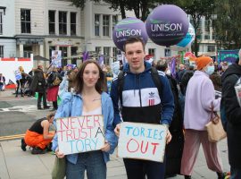 IMAGE - First Year University of Salford Students head to protest against The Conservative Party
Taken by George Icke